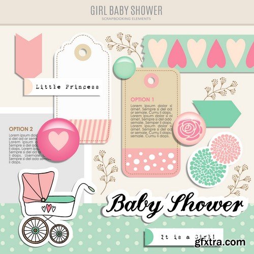 Stock Vectors - Baby Shower, 25xEPS