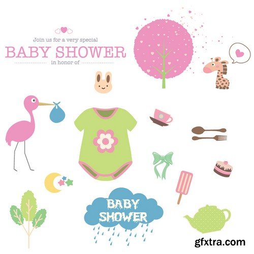 Stock Vectors - Baby Shower, 25xEPS