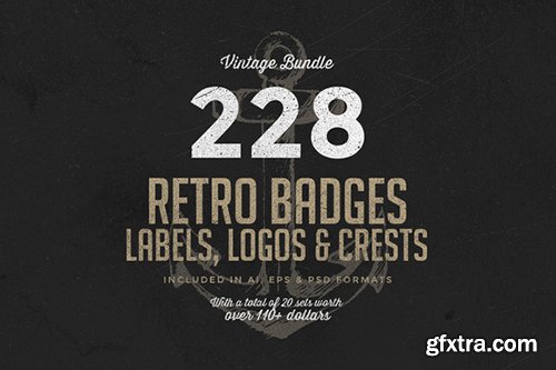 228 Retro Badges & Logos Bundle