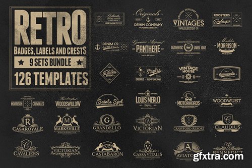 228 Retro Badges & Logos Bundle