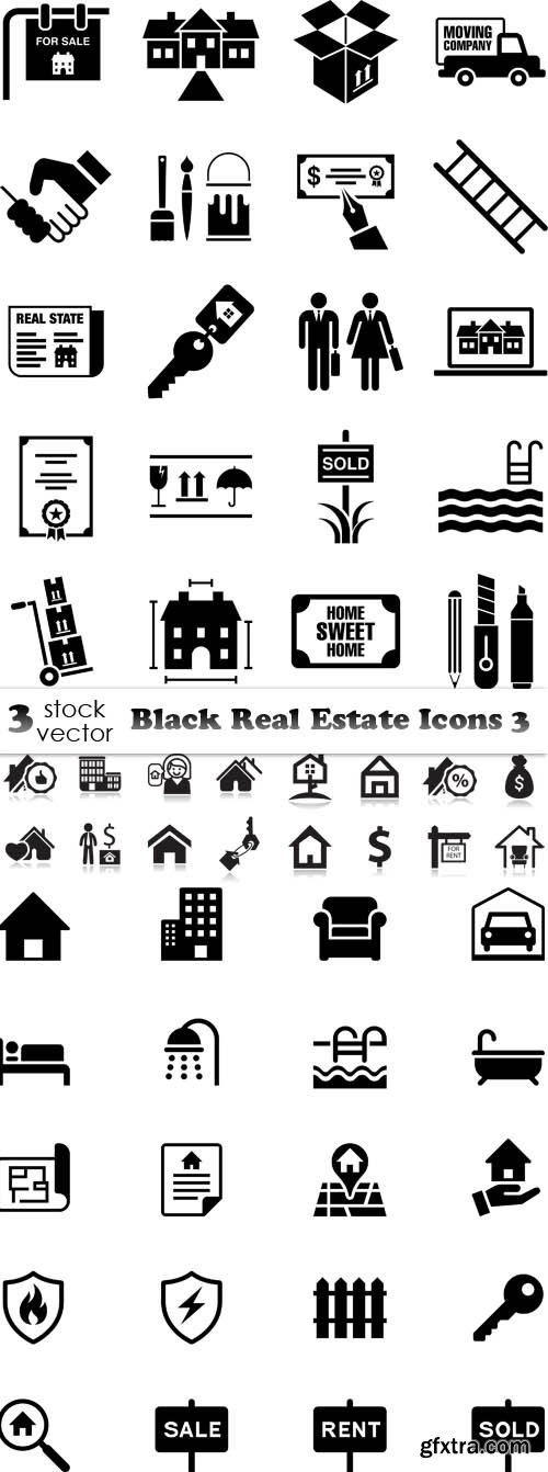 Vectors - Black Real Estate Icons 3