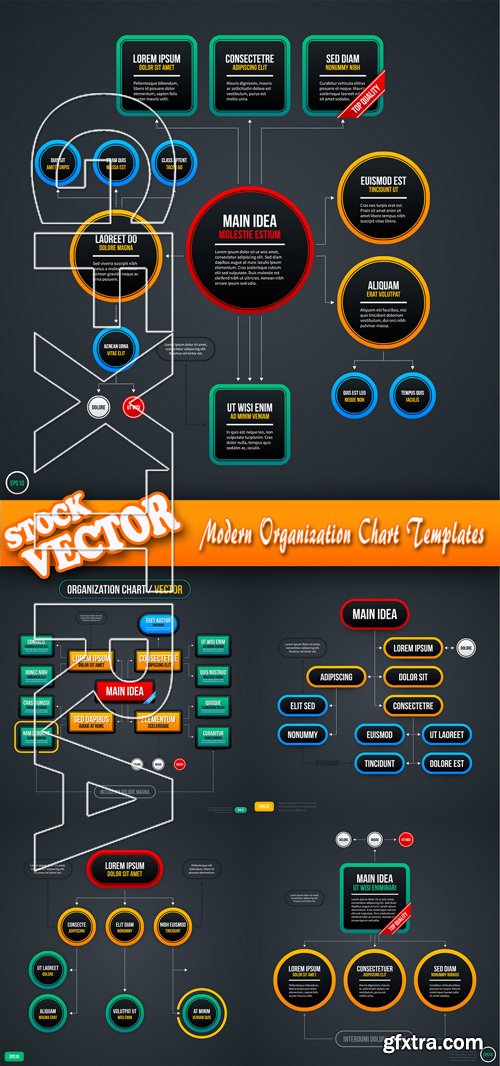 Stock Vector - Modern Organization Chart Templates