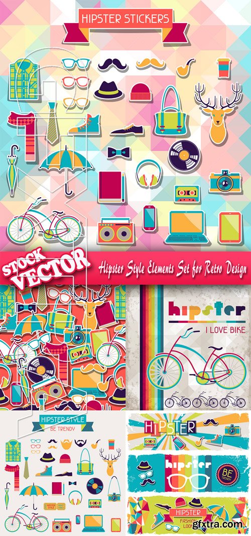 Stock Vector - Hipster Style Elements Set for Retro Design