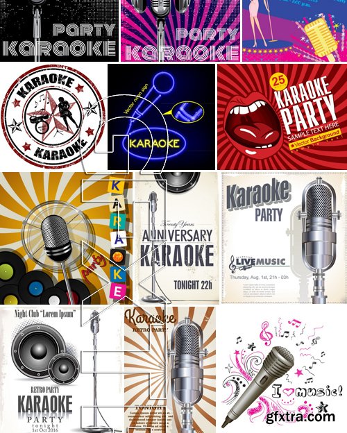 Stock Vectors - Karaoke Party, 25xEPS