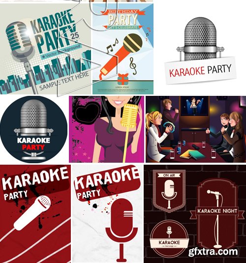 Stock Vectors - Karaoke Party, 25xEPS