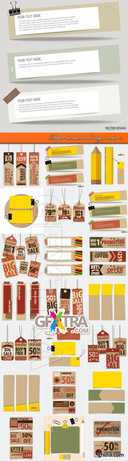 Paper banners and tags vector 2