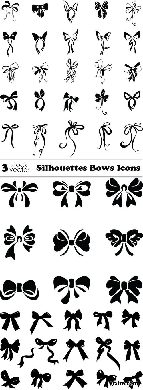 Vectors - Silhouettes Bows Icons