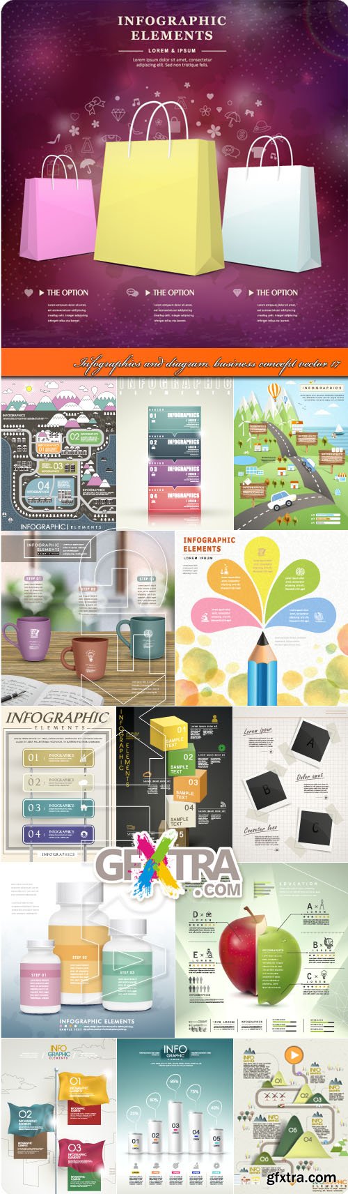 Infographics and diagram business concept vector 17