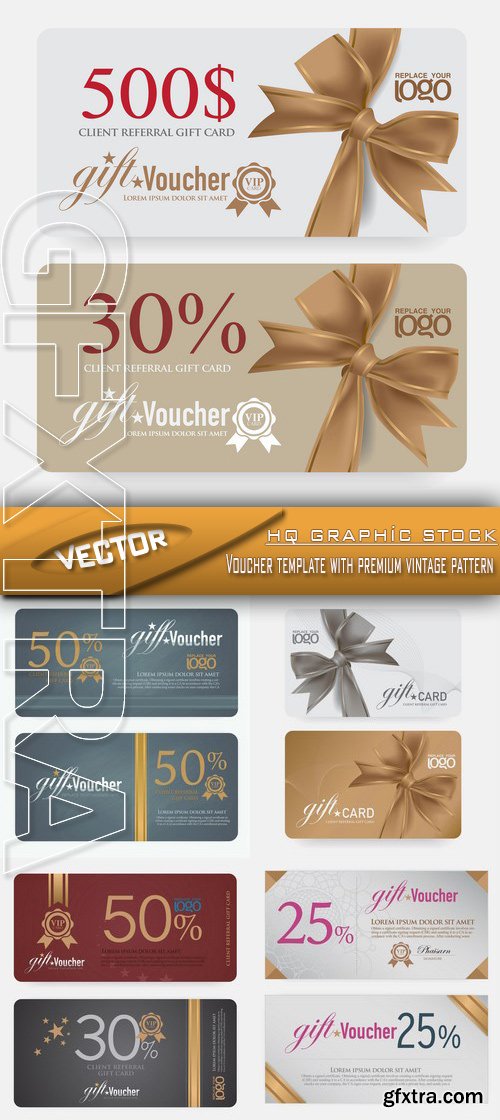 Stock Vector - Voucher template with premium vintage pattern