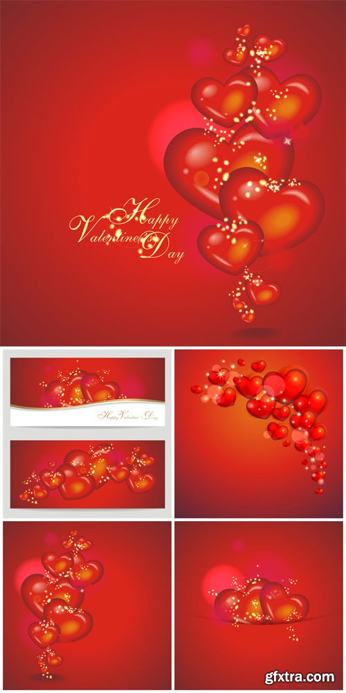 Valentine's Day red vector backgrounds with hearts