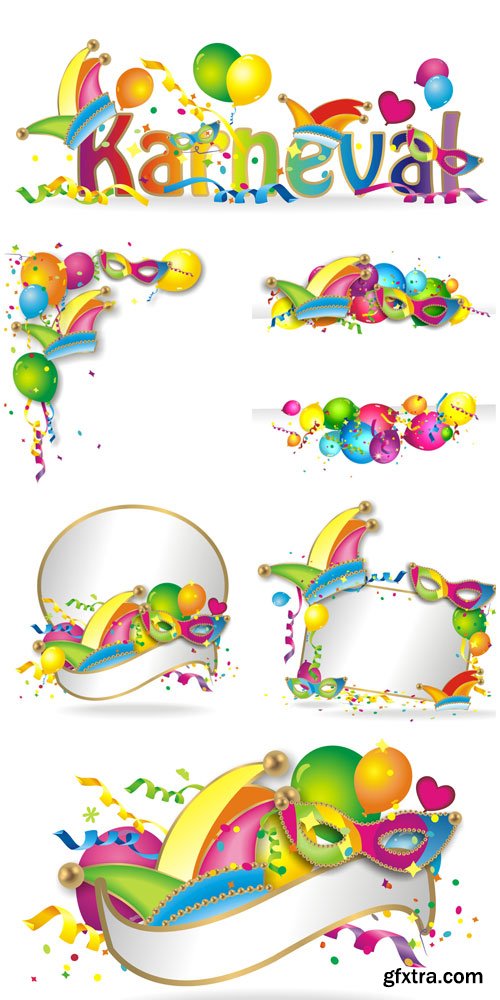 Carnival masks and balloons vector