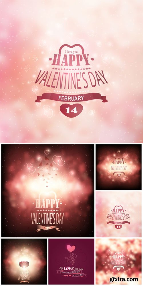 Valentine's Day, shining backgrounds with hearts