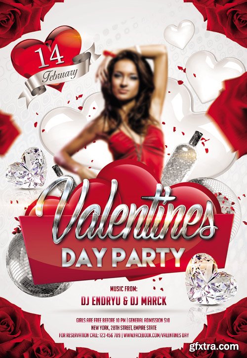 Valentines Day Party Flyer PSD Template