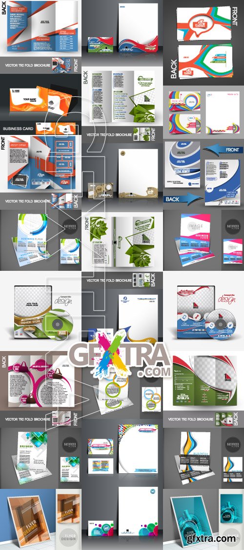 Business cards brochures flyer and booklet collection vector