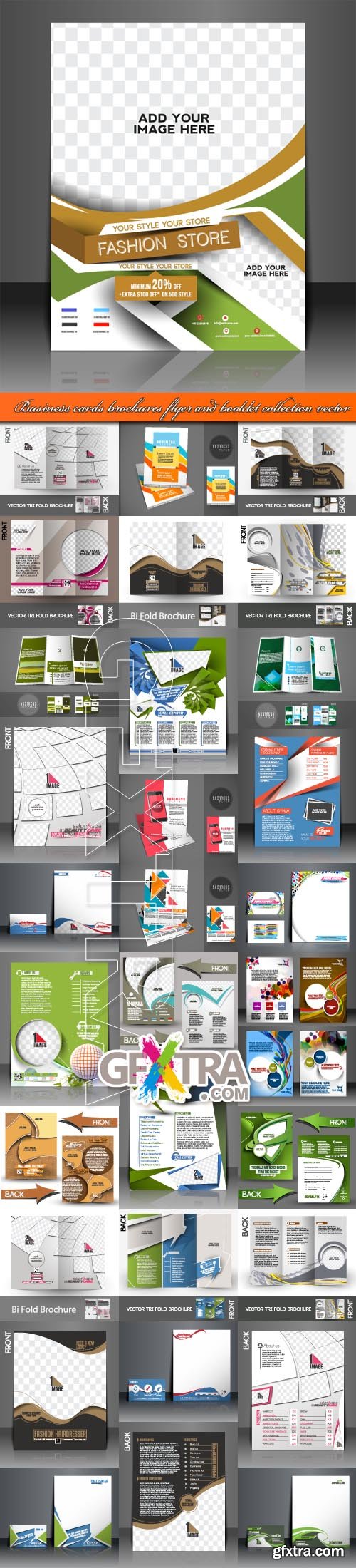 Business cards brochures flyer and booklet collection vector