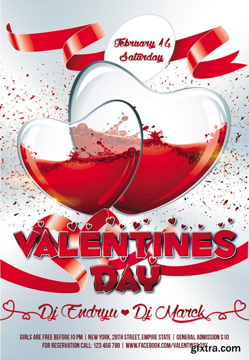 Valentines Day Club and Party Flyer Template