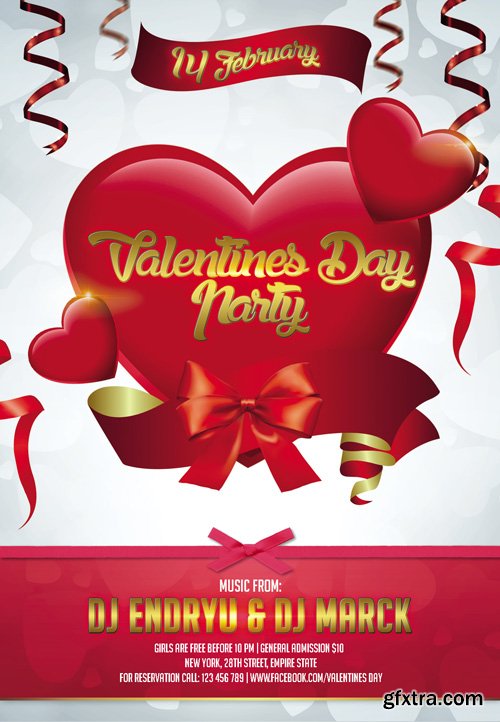 Valentines Day Party Club and Party Flyer Template