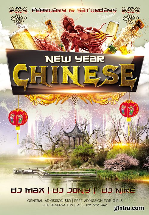 Chinese New Year 4 Flyer PSD Template