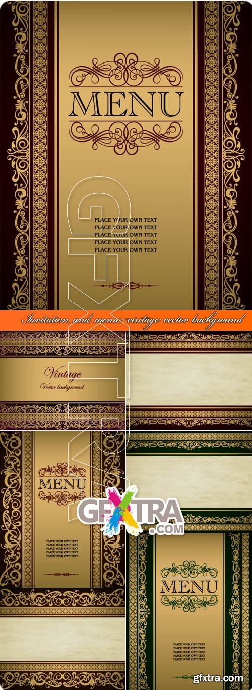 Invitation and menu vintage vector background