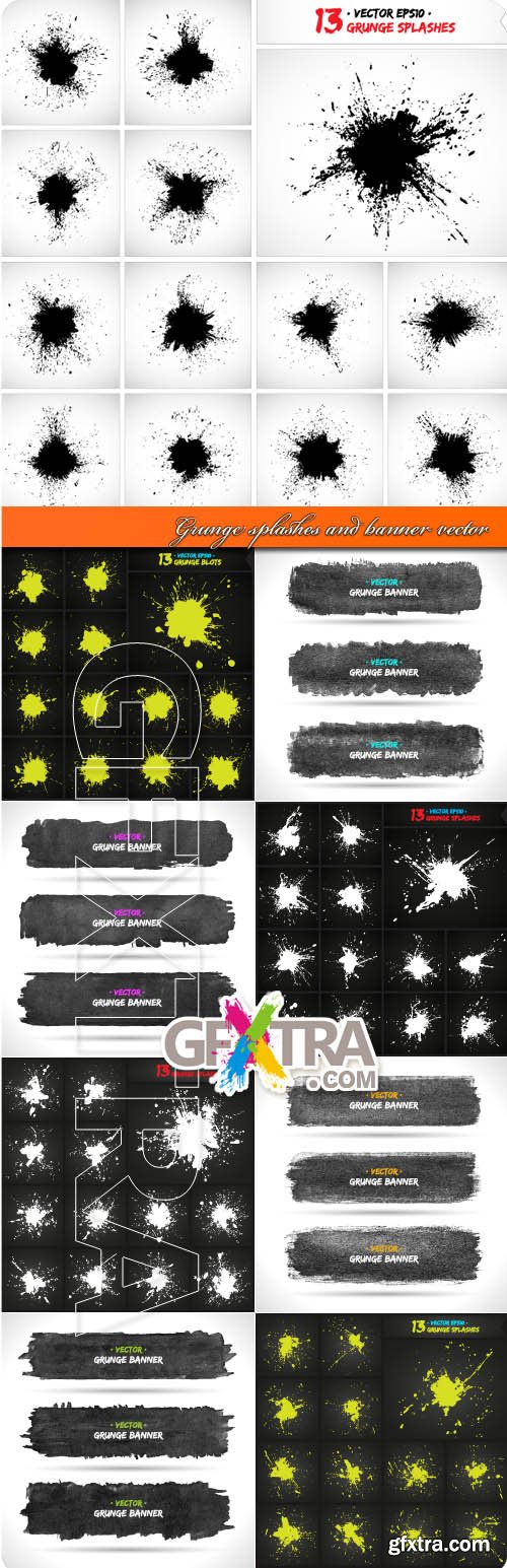 Grunge splashes and banner vector