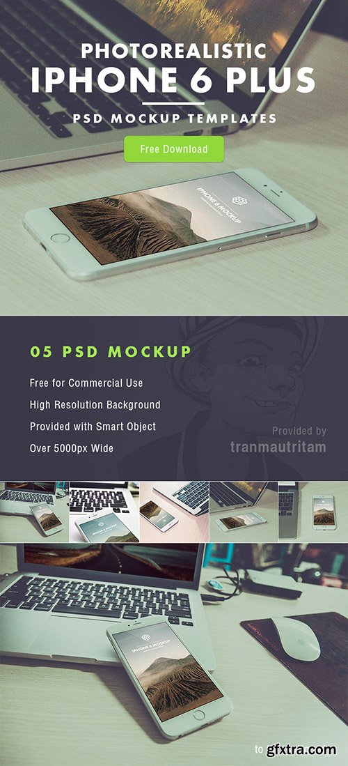 5 PSD Mock-Up's - iPhone 6 Plus 2015