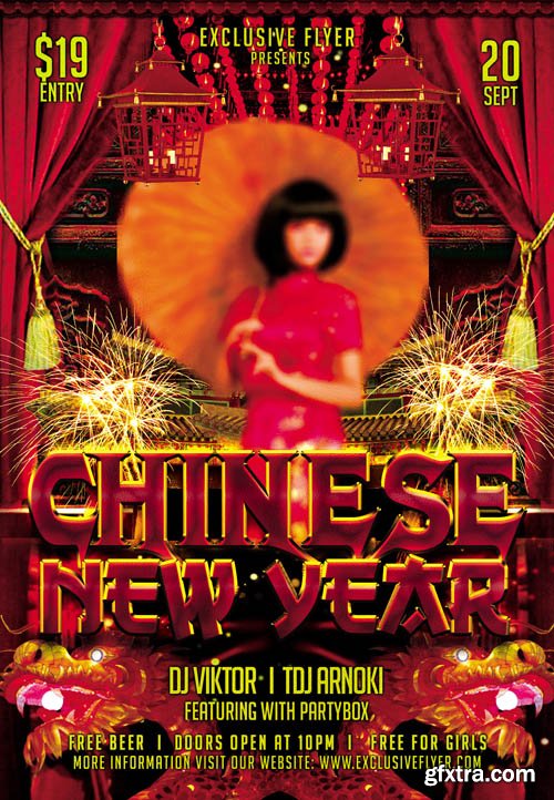 Chinese New Year 5 Club and Party Flyer Template
