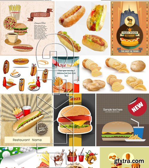 Stock Vectors - Fast Food 6, 25xEPS