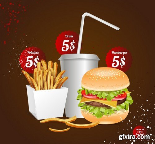 Stock Vectors - Fast Food 6, 25xEPS