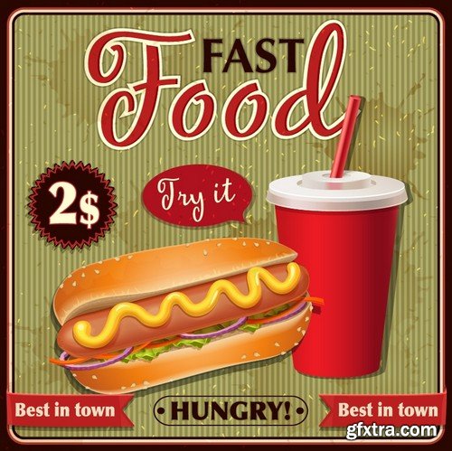 Stock Vectors - Fast Food 6, 25xEPS