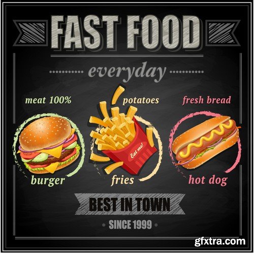 Stock Vectors - Fast Food 6, 25xEPS