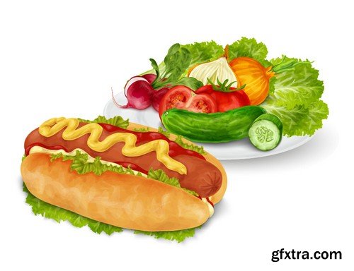 Stock Vectors - Fast Food 6, 25xEPS