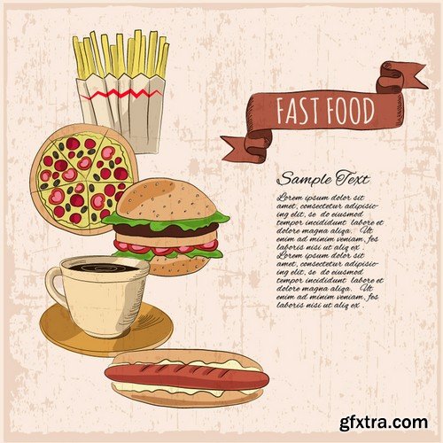 Stock Vectors - Fast Food 6, 25xEPS