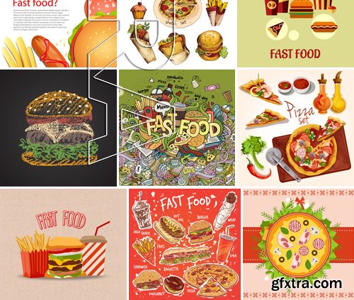 Stock Vectors - Fast Food 6, 25xEPS