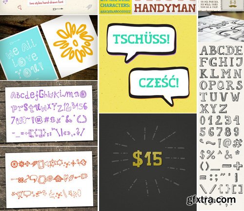 CM - [-70%] 9 Hand-drawn Fonts Bundle