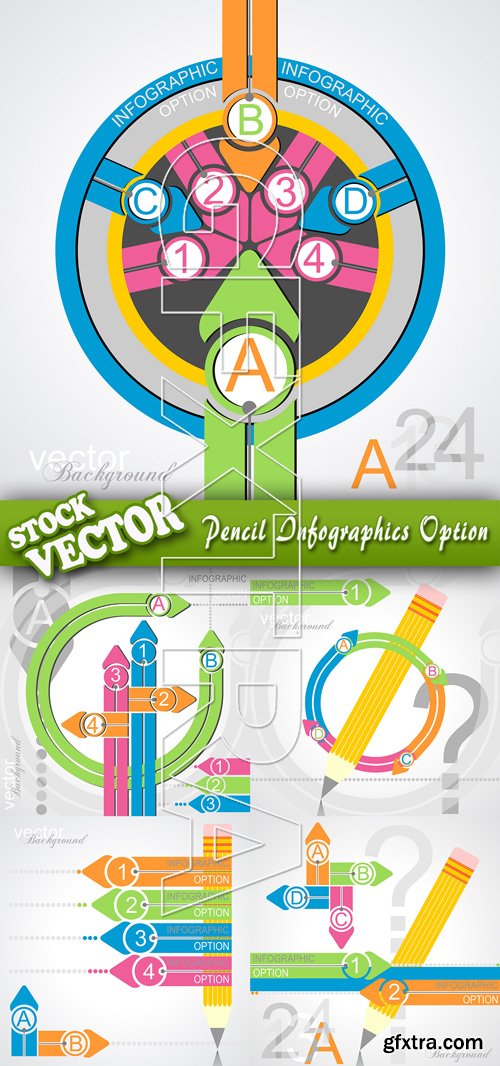 Stock Vector - Pencil Infographics Option