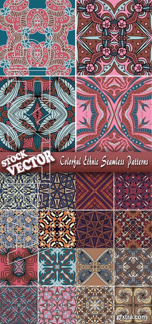 Stock Vector - Colorful Ethnic Seamless Patterns