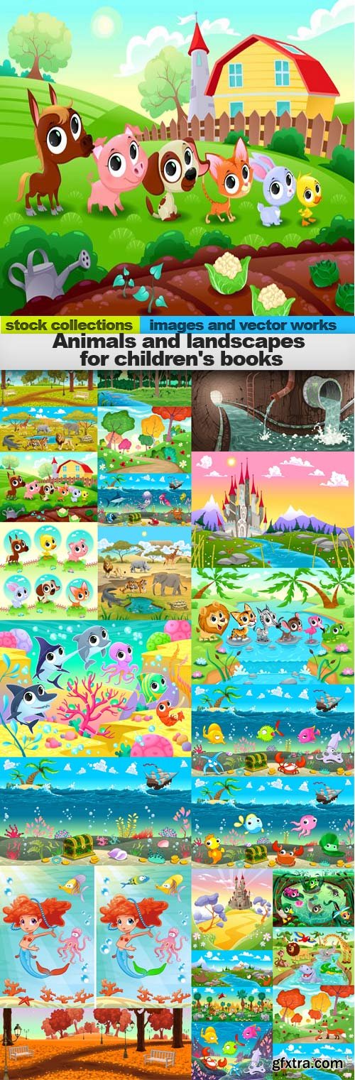 Animals and landscapes for children's books,25 x EPS