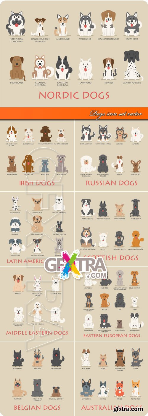 Dogs icon set vector