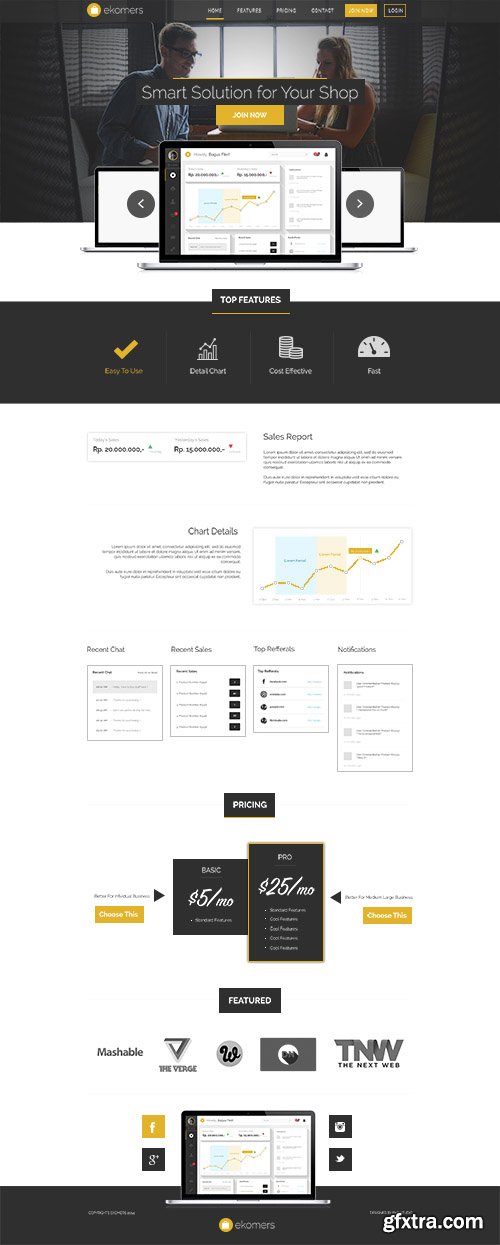 PSD Web Template - Ekomers - App Landing Page