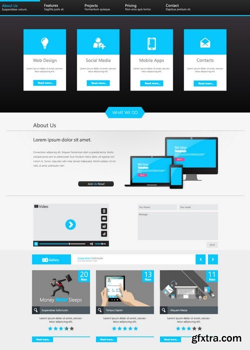 Stock Vectors - Website template 21, 25xEPS