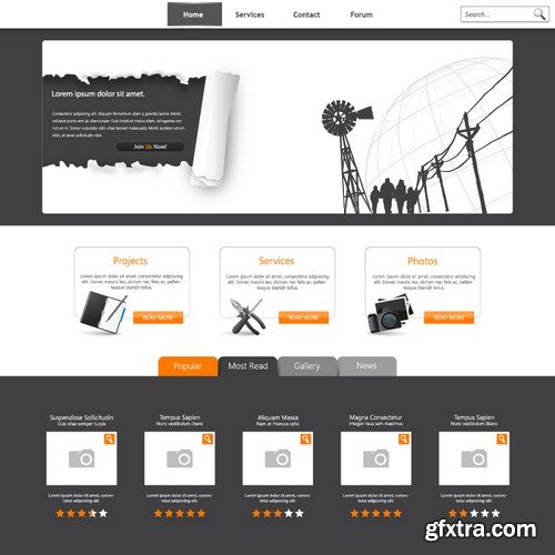 Stock Vectors - Website template 21, 25xEPS