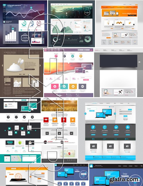 Stock Vectors - Website template 21, 25xEPS