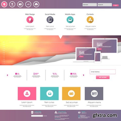 Stock Vectors - Website template 21, 25xEPS