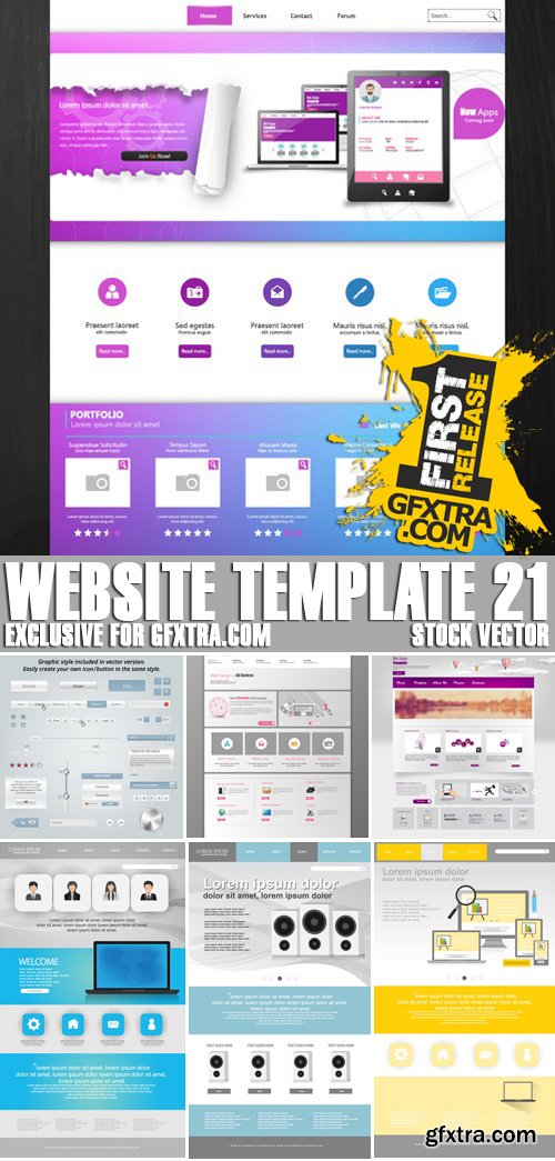 Stock Vectors - Website template 21, 25xEPS