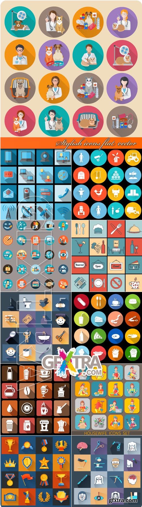 Stylish icons flat vector