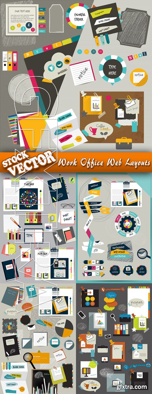 Stock Vector - Work Office Web Layouts