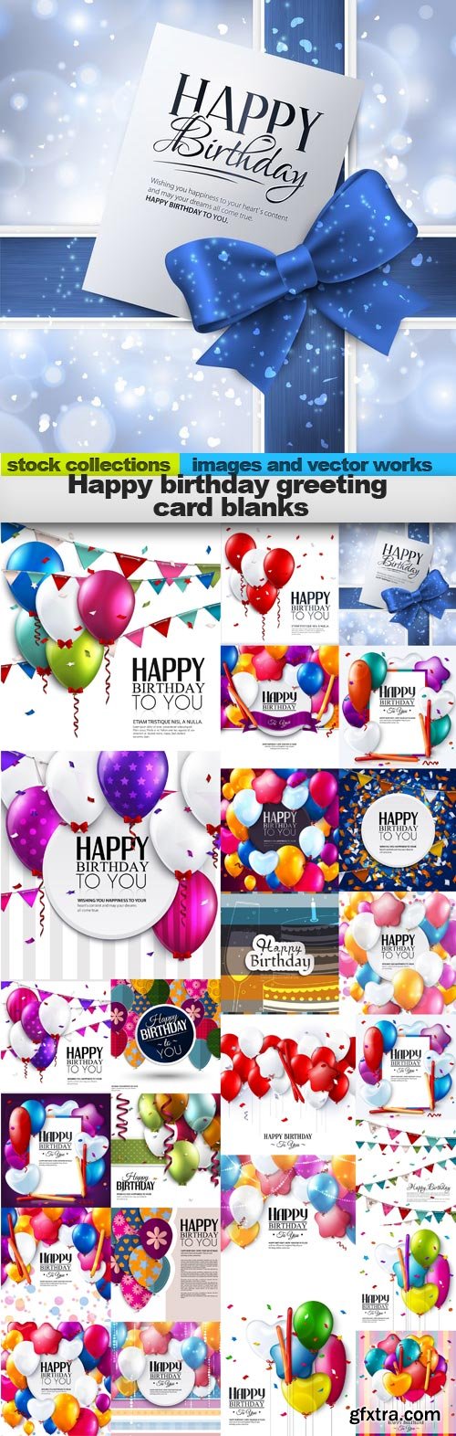 Happy birthday greeting card blanks,25 x EPS