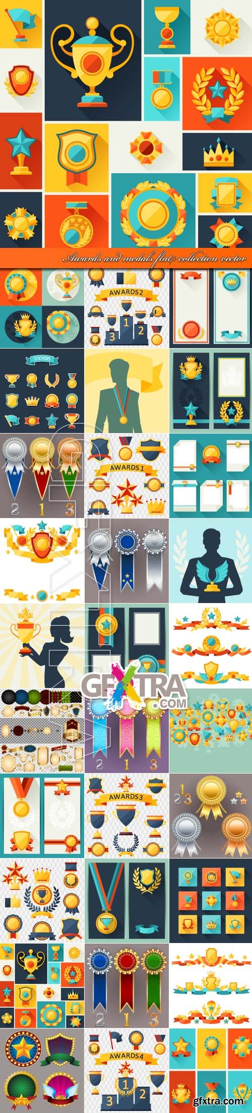 Awards and medals flat collection vector