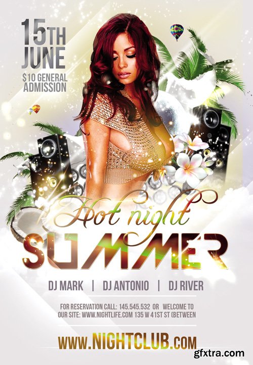 Hot Night Summer Flyer PSD Template