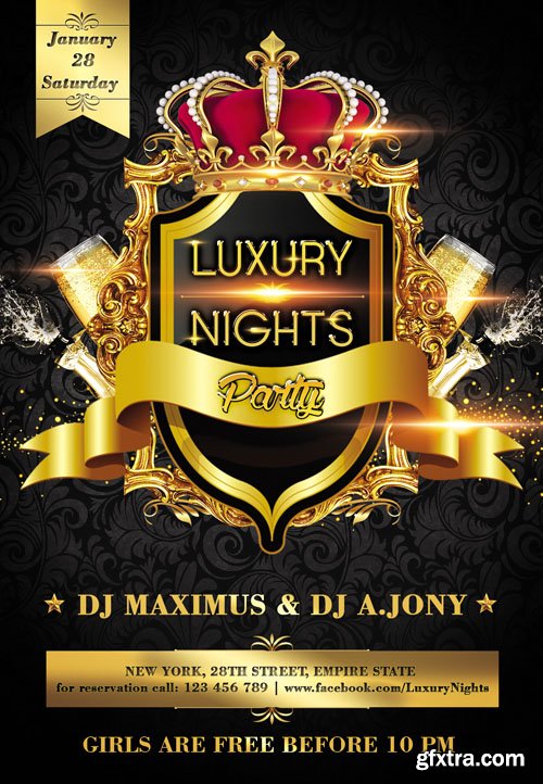 Luxury Nights Party Club Flyer PSD Template